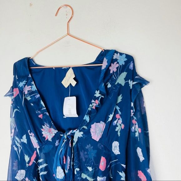 NWT Revolve Cleobella Blue Chiffon Ruffle Top Small - Picture 4 of 7